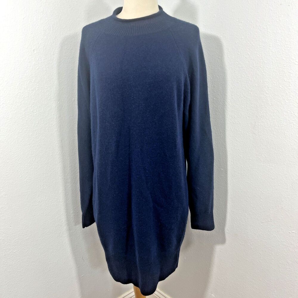 J Crew Sweater Dress Womens M Navy Chashmere Rollneck‎ Minimalist